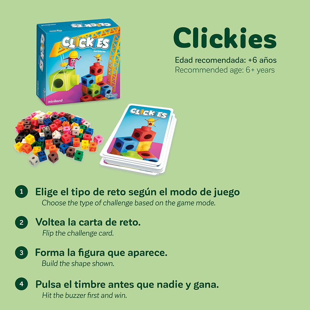 Miniland Topo Top Clickies gioco tavolo policubi 6+ anni