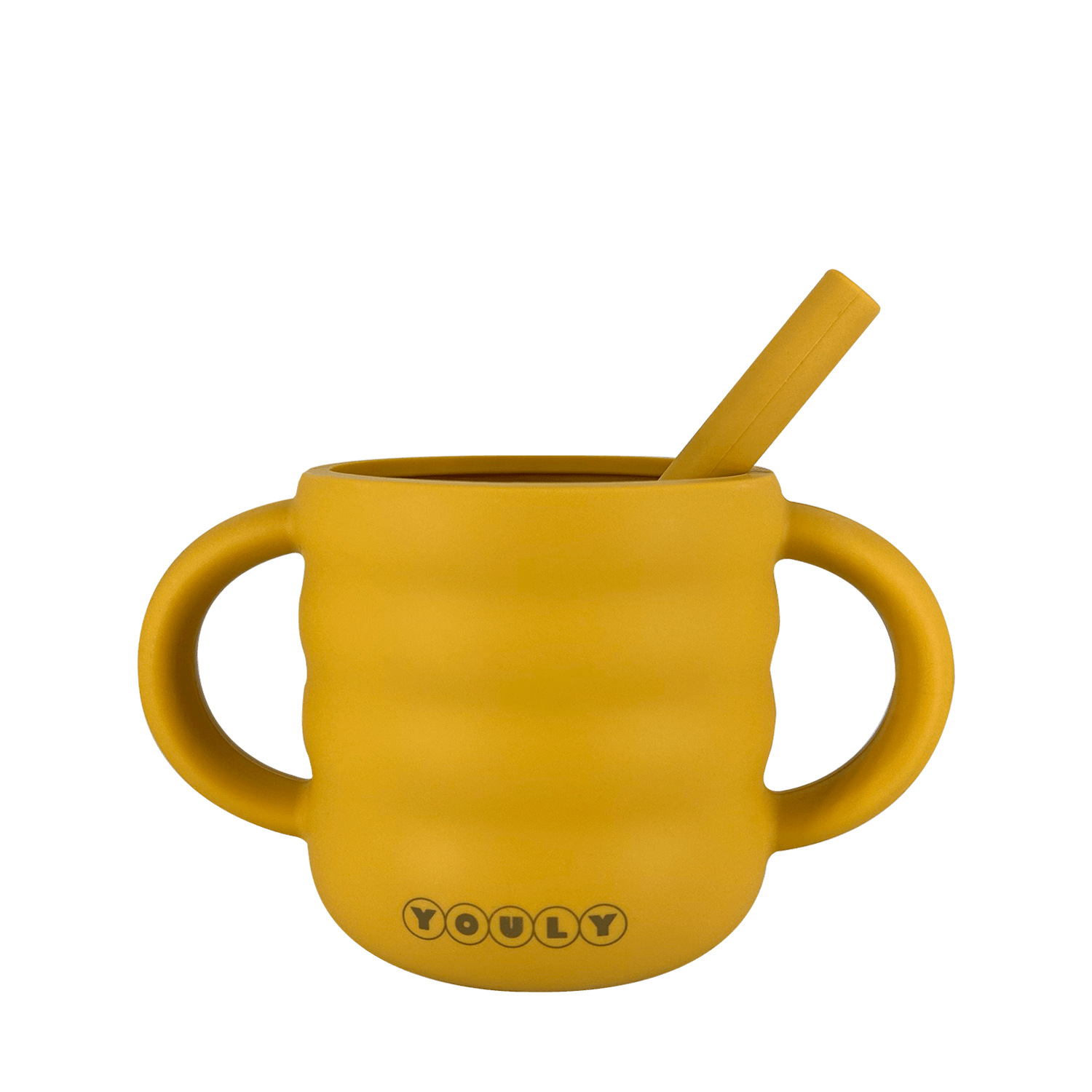 Youly Bubble tazza con cannuccia ocra in silicone alimentare
