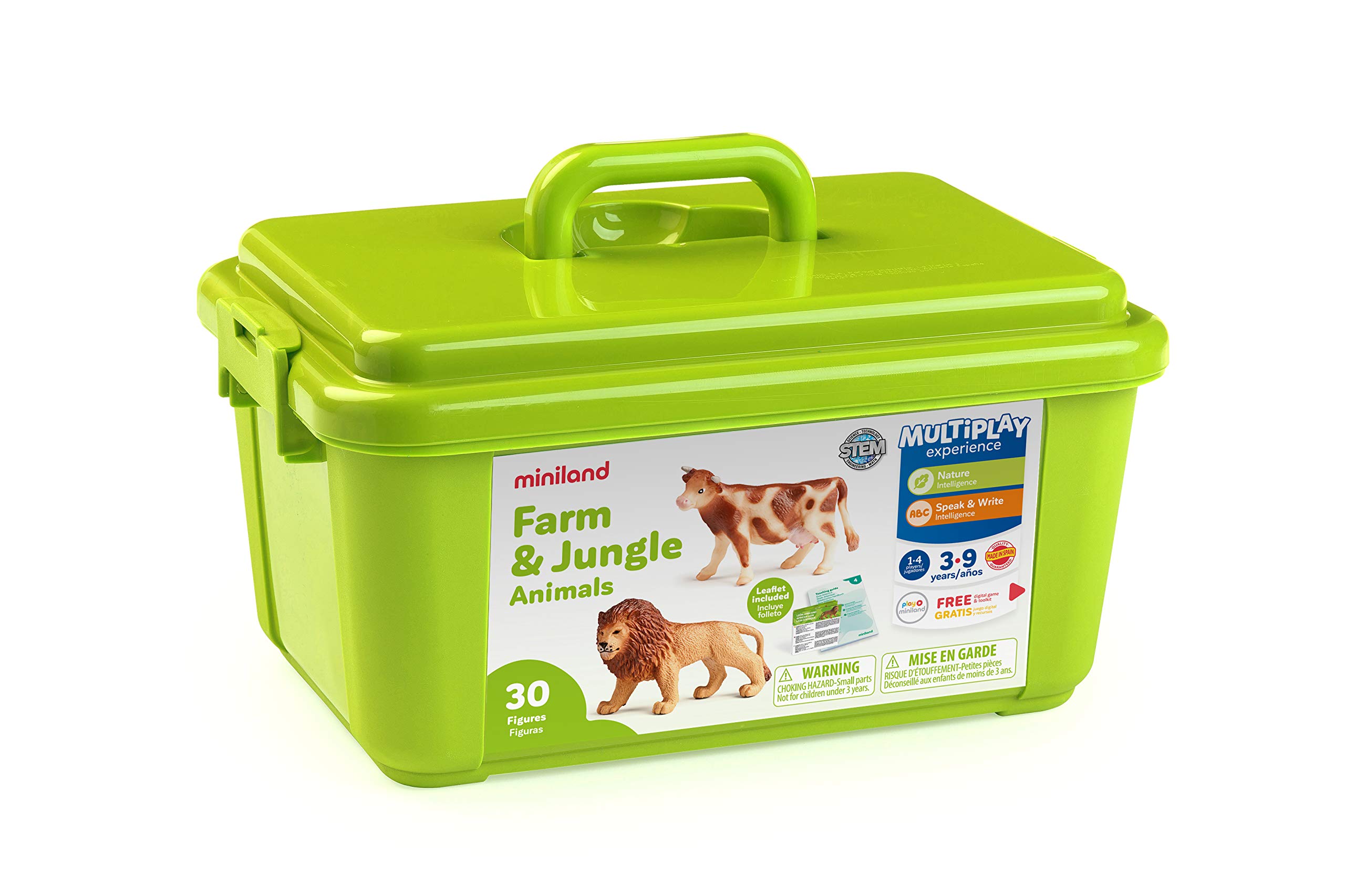 Miniland 154185 figure animali fattoria selvaggi 30 pezzi