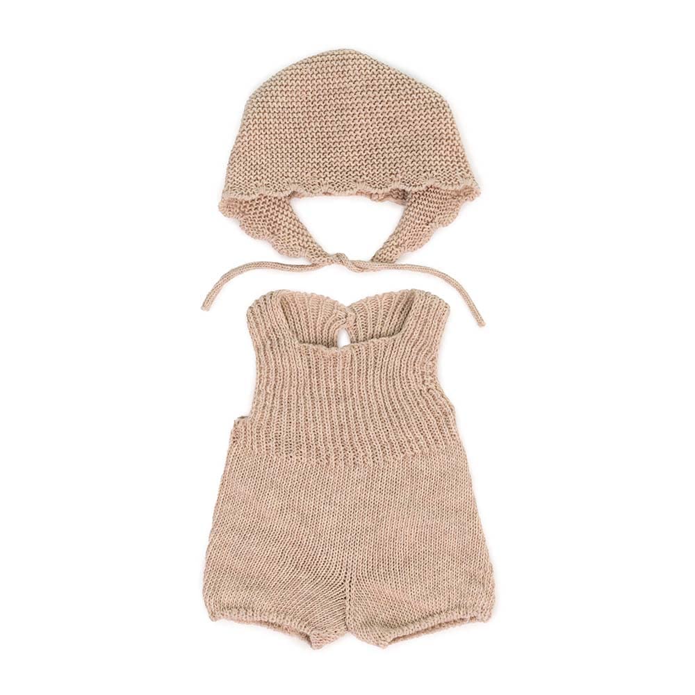 Miniland Bambole pigiama beige maglia bambola 38cm tessuto riciclato
