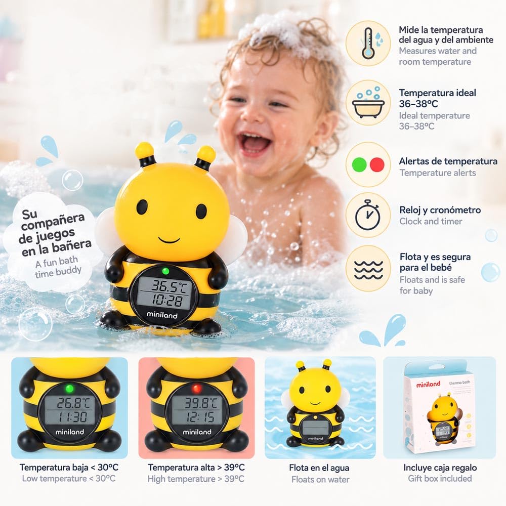 Miniland Bagno Thermo Bath Bee termometro bagnetto ape galleggiante