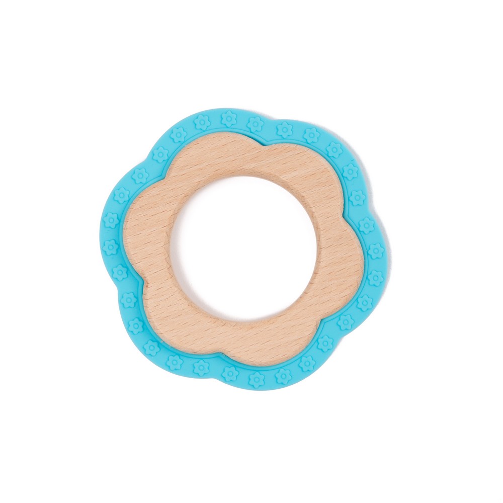BoJungle B-Wood massaggiagengive fiore blu legno faggio