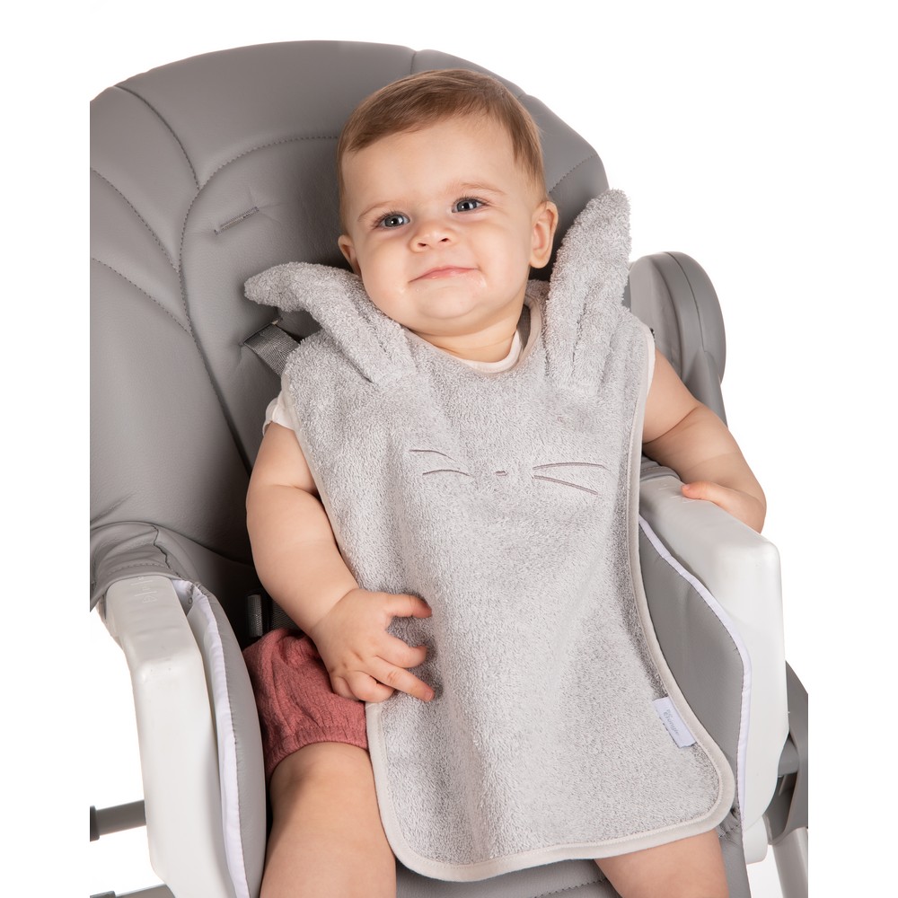 BoJungle B-Bib Bavaglino Spugna Coniglio Grigio Cotone Bio