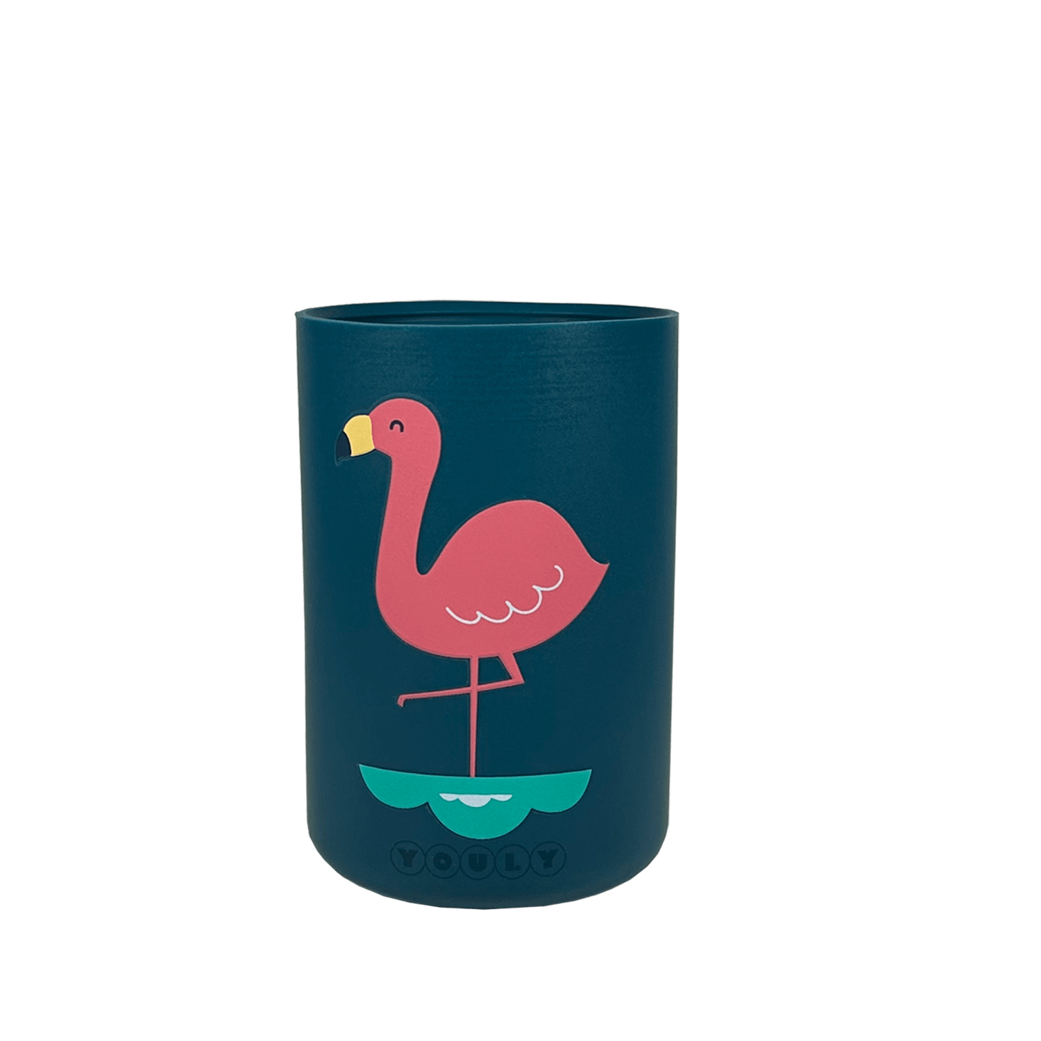 Youly Flamingo bicchiere con cannuccia silicone presa facile