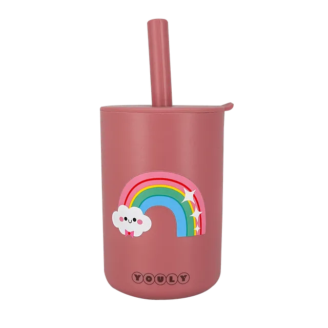 Youly Regenboog tazza cannuccia rosa vintage silicone
