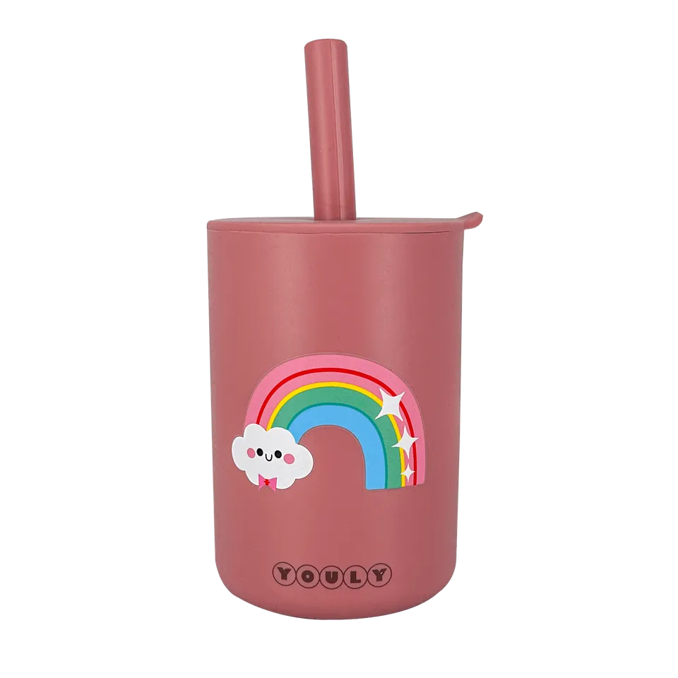 Youly Regenboog tazza cannuccia rosa vintage silicone