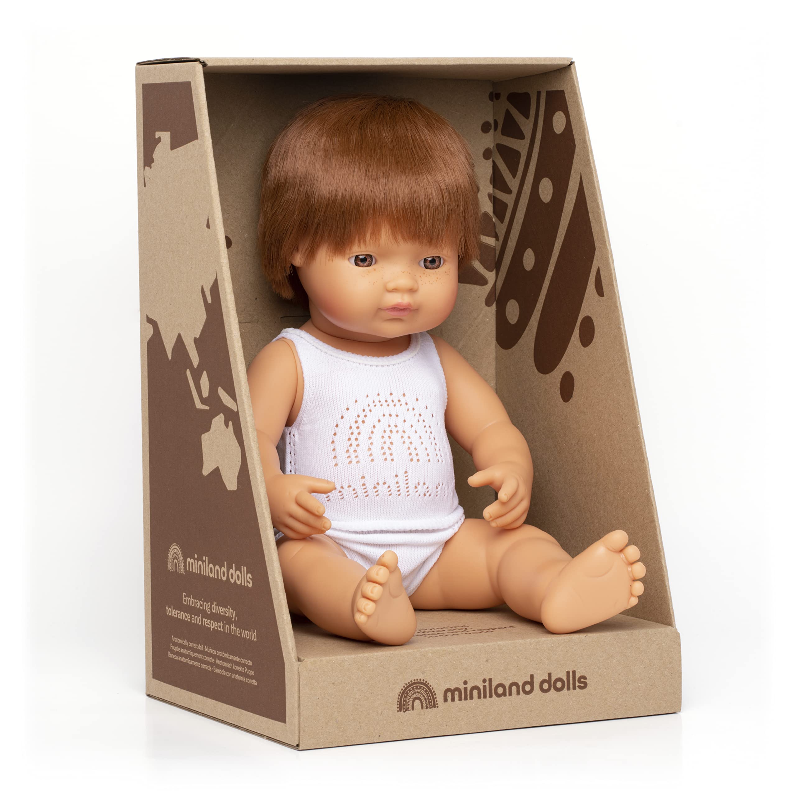 Miniland Bambole Bambola 38 cm capelli rossi europeo vinile