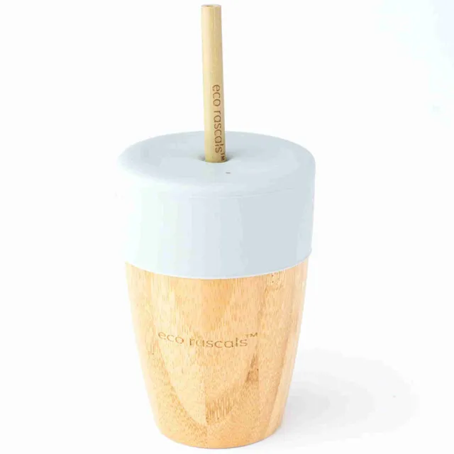 Eco Rascals Bamboo Cups Tazza Bambù Grigia 210 ml cannuccia