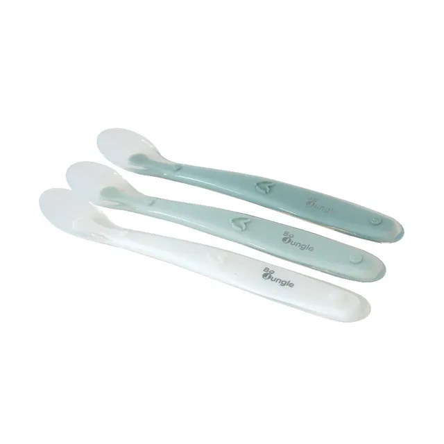 BoJungle Soft Spoons 3 cucchiaini silicone bianco salvia giada