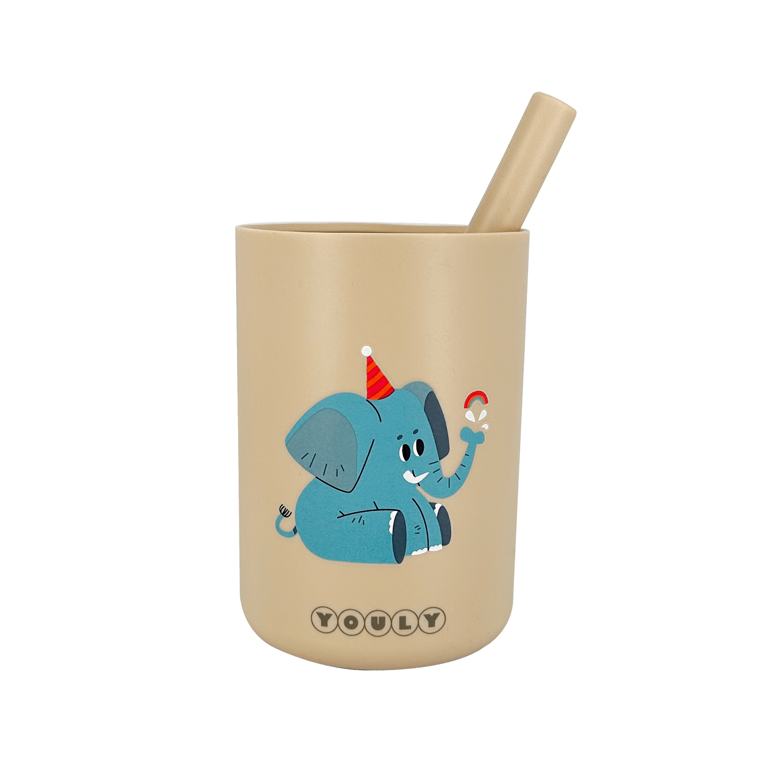 Youly Tazza cannuccia bimbi elefante crema silicone