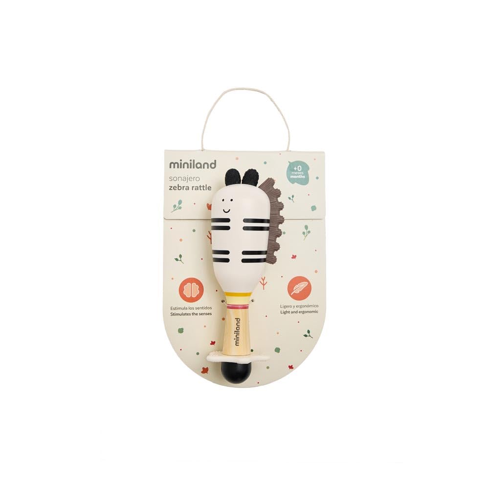 Miniland Baby Zebra Rattle sonaglio silicone alimentare