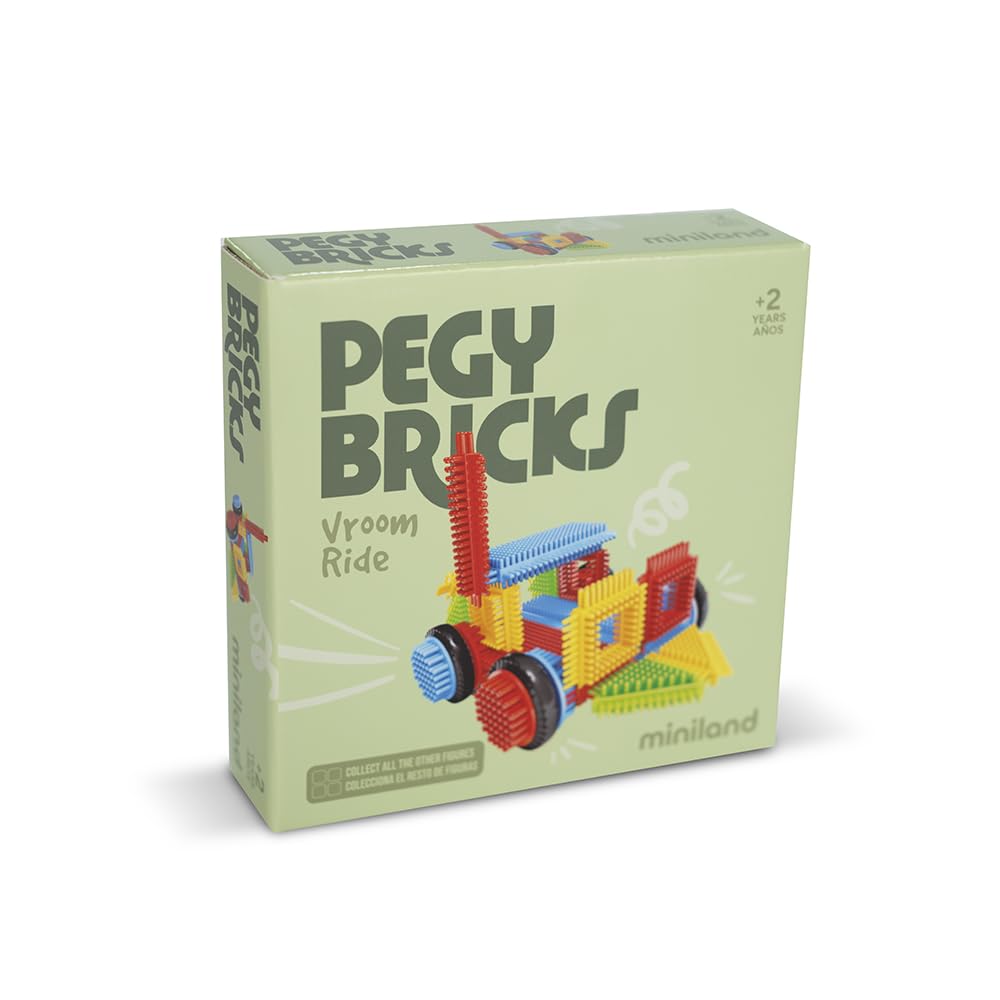 Miniland Pegy Bricks Vroom Ride costruzioni auto 22 pezzi
