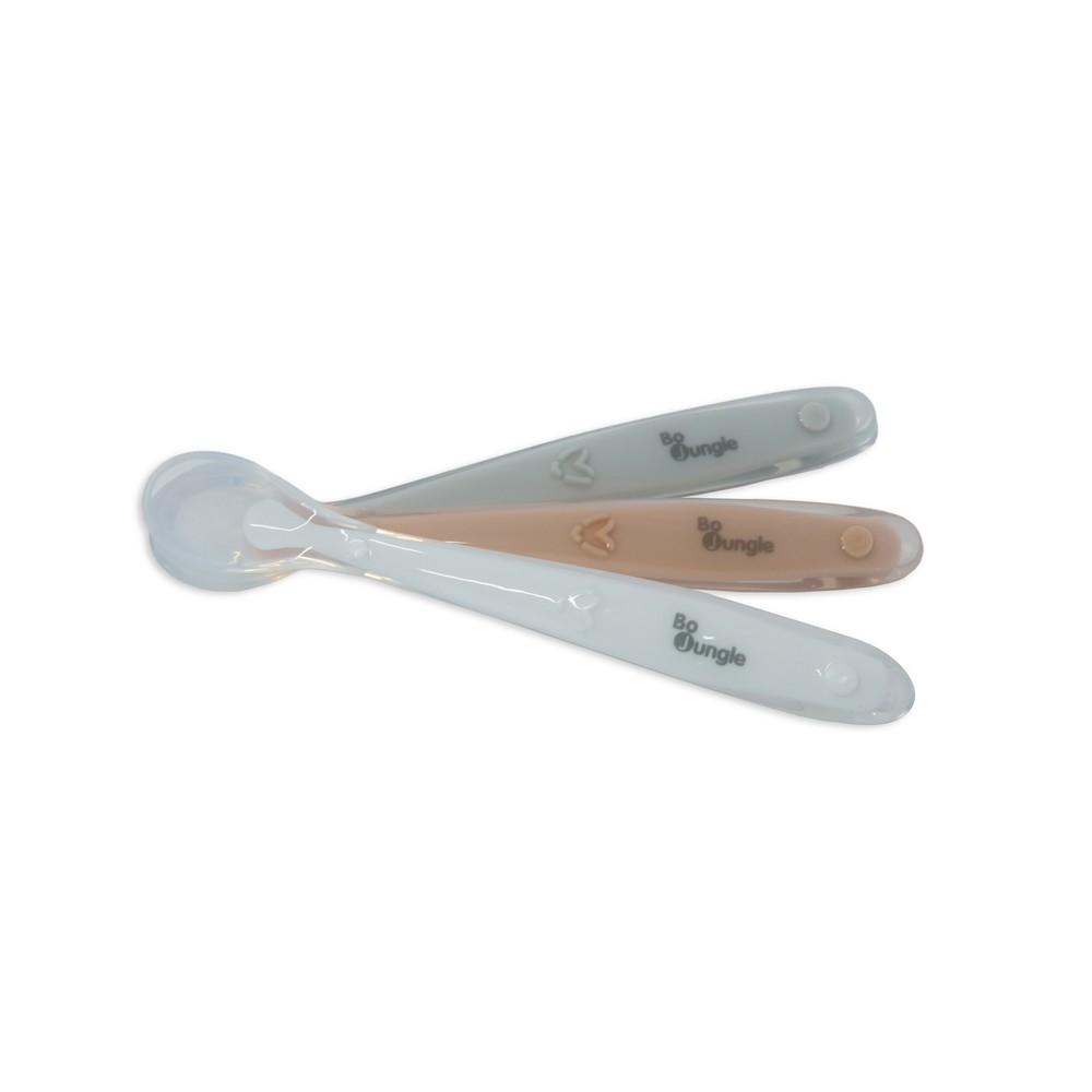 BoJungle Food Cucchiaini Silicone 3 Pz Bianco Grigio Terracotta