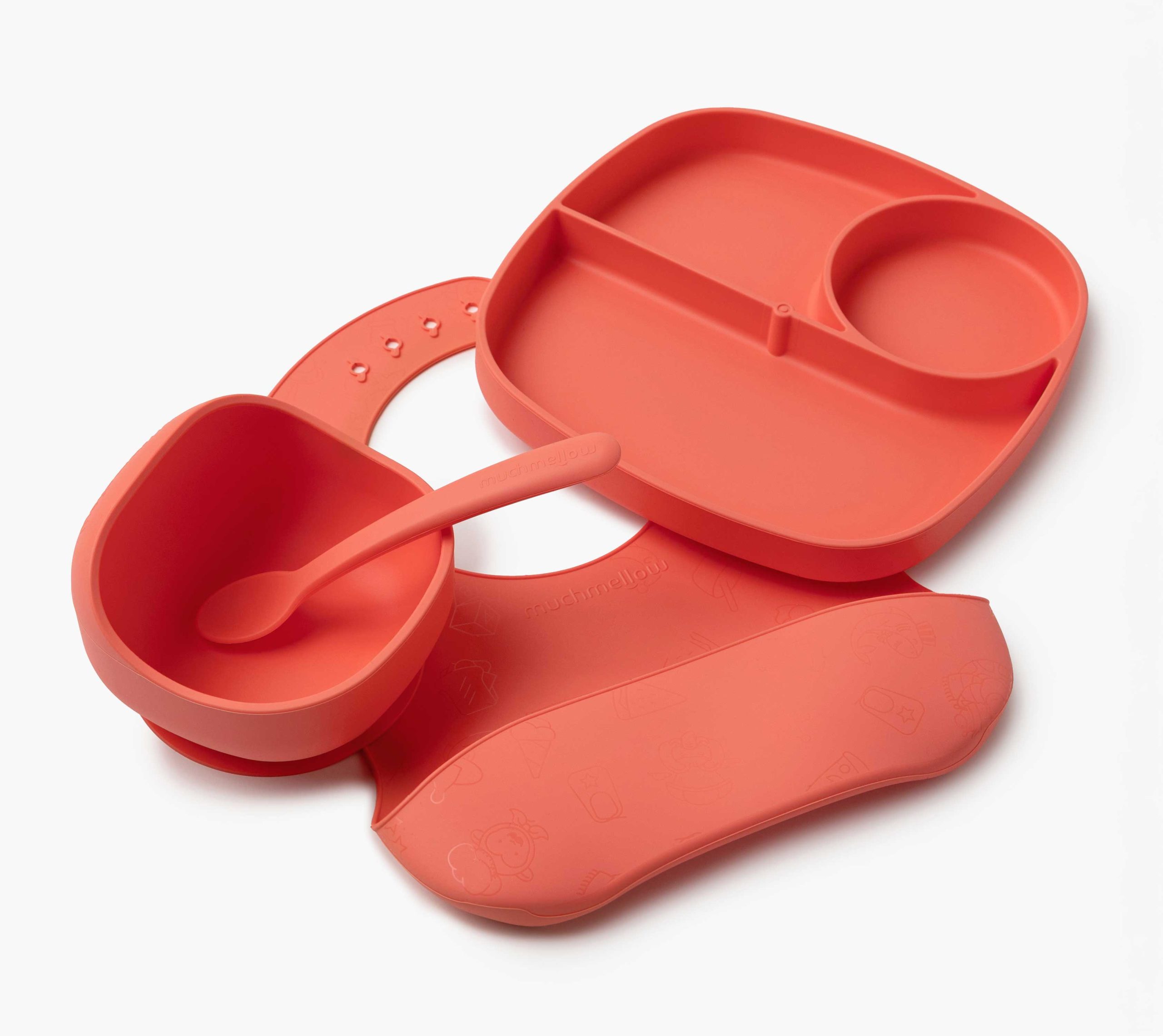 Muchmellow Pappa Set Pappa 4pz Ciotola Piatto Ventosa Silicone