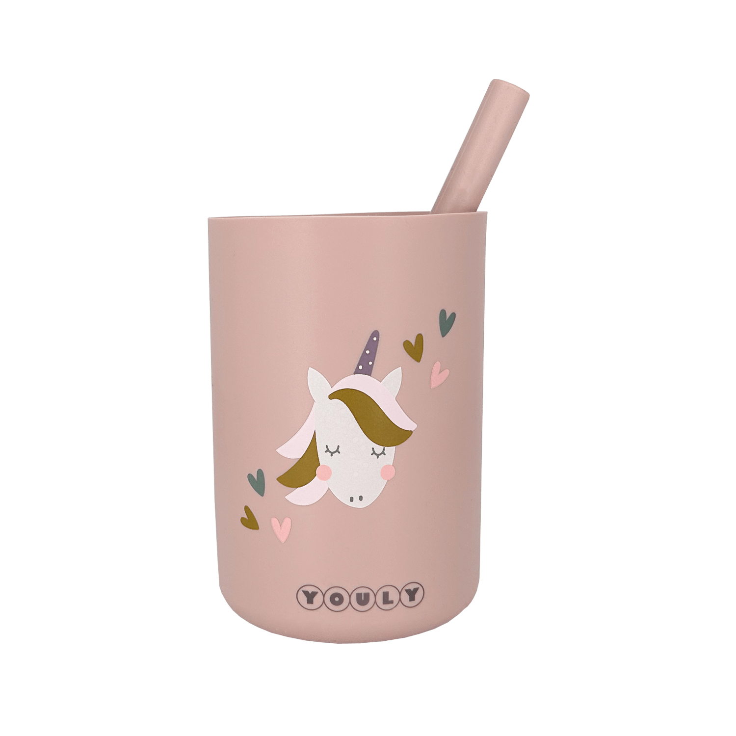 Youly Unicorn bicchiere cannuccia rosa in silicone alimentare