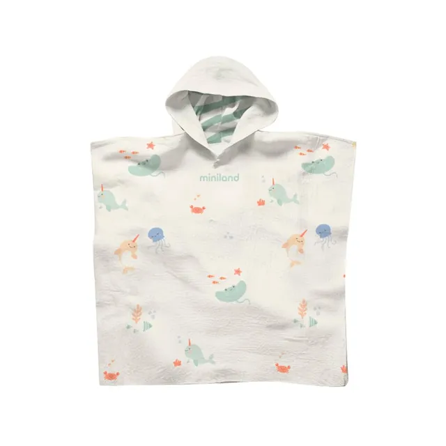 Miniland Bagno poncho neonato mussola cotone con cappuccio