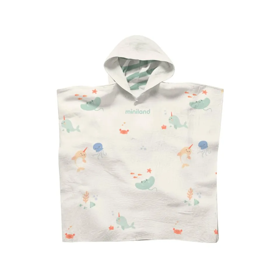 Miniland Bagno poncho neonato mussola cotone con cappuccio