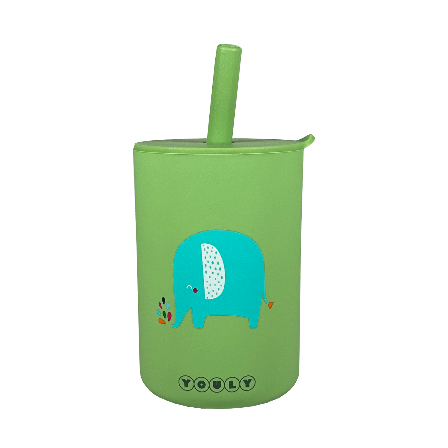 Youly Elefante tazza con cannuccia silicone con coperchio