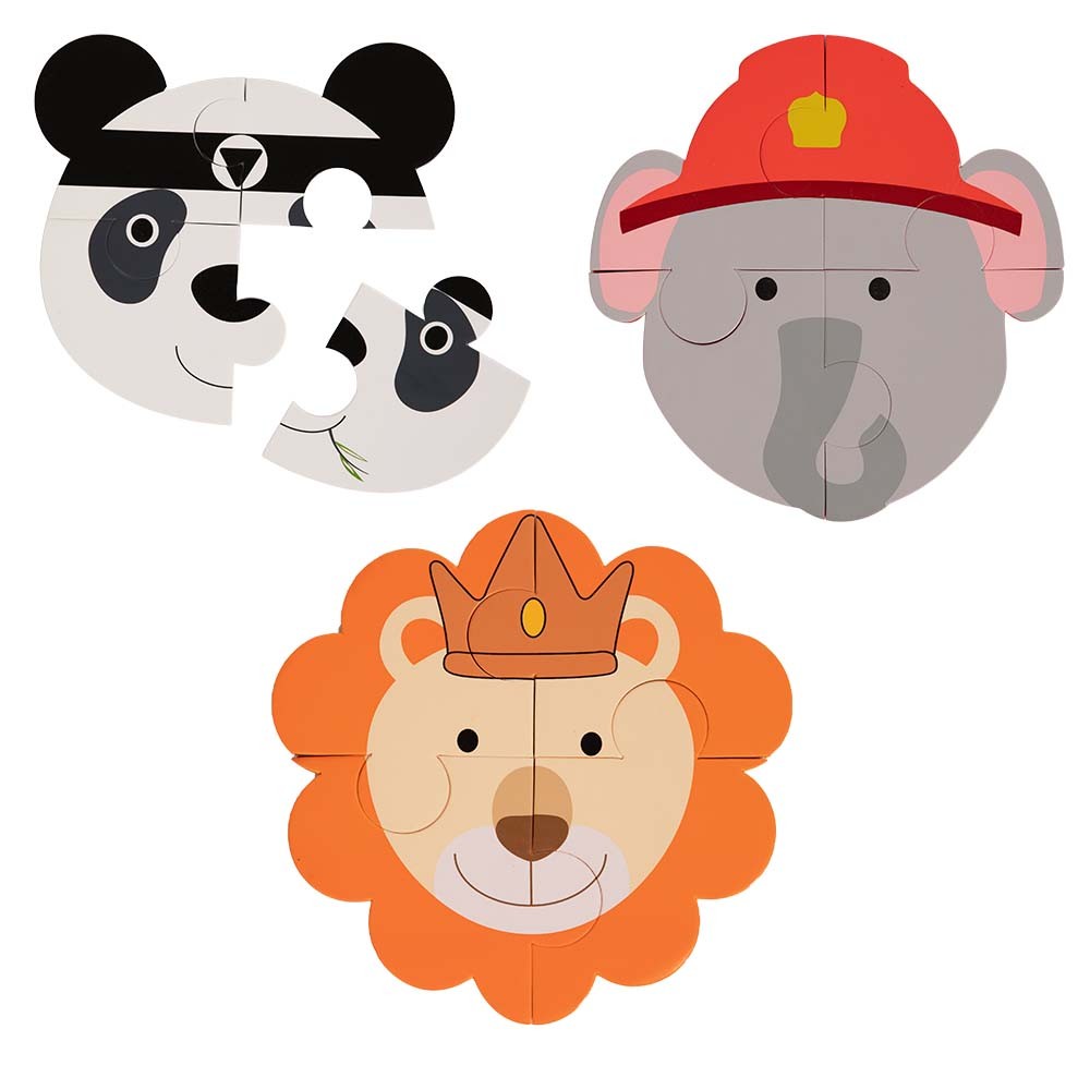 BoJungle B-Animal Puzzle giochi bagno 3 pz panda elefante leone