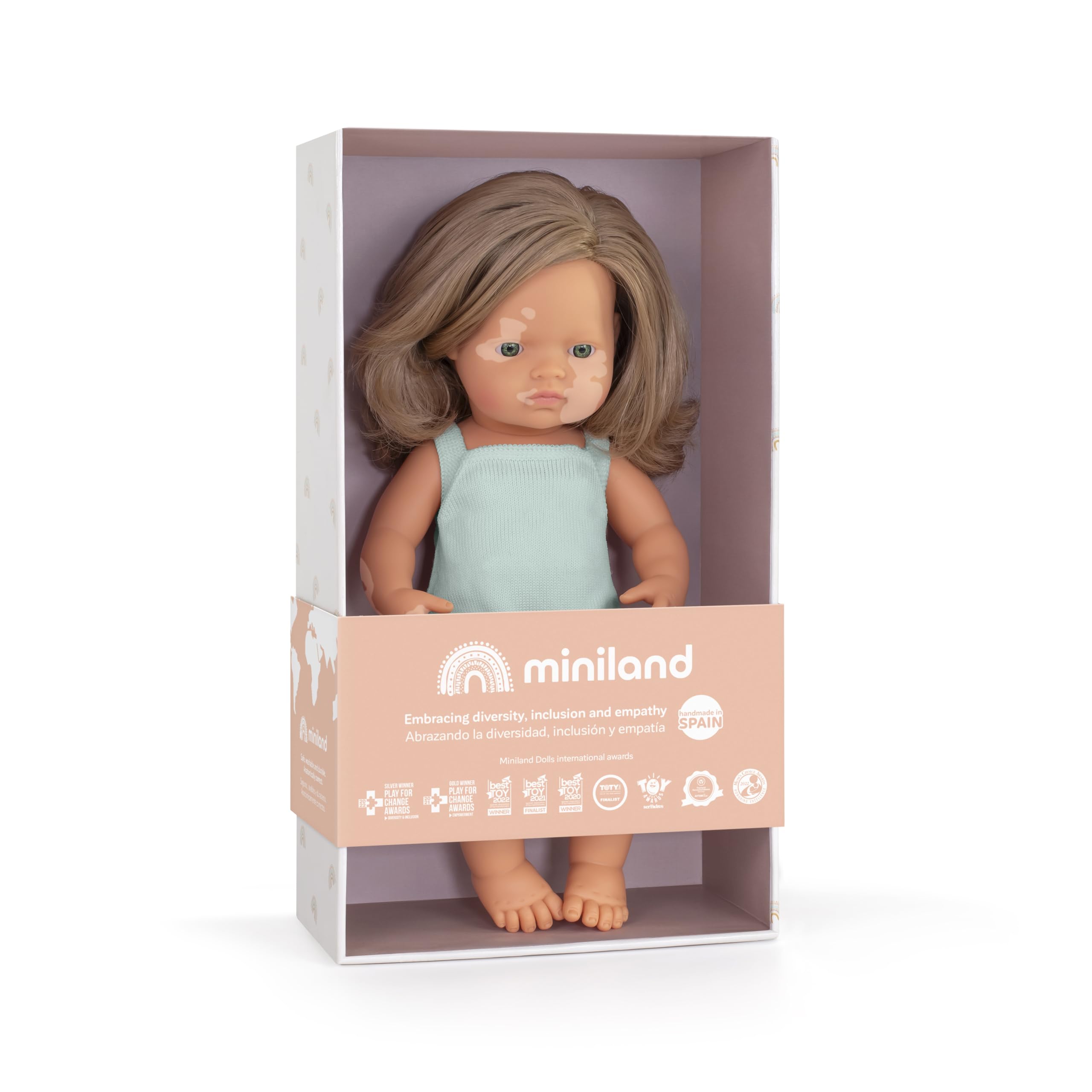Miniland Colourful Bambola Vitiligine 38 cm Biondo Scuro