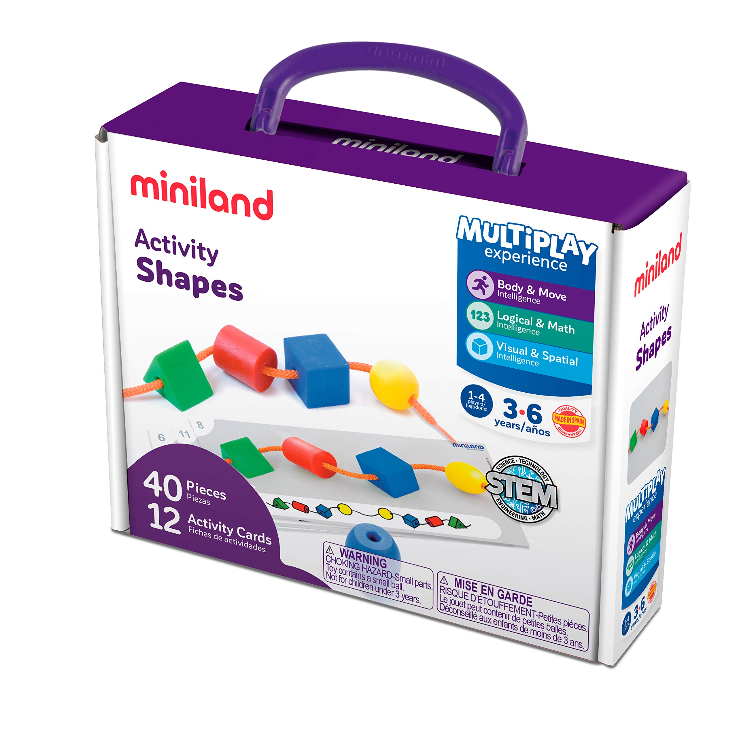 Miniland Activity Shapes gioco infilare 40 pezzi forme e lacci