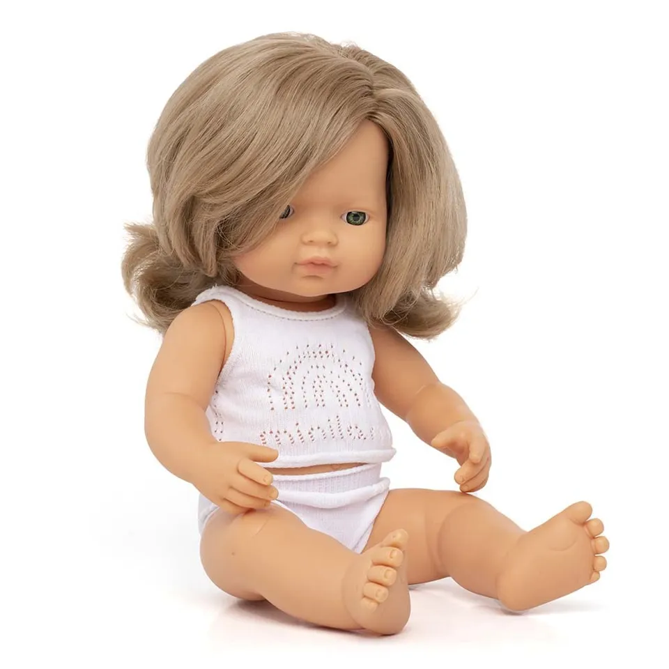 Miniland Bambola Europea 38 cm Bionda Bambina in Vinile