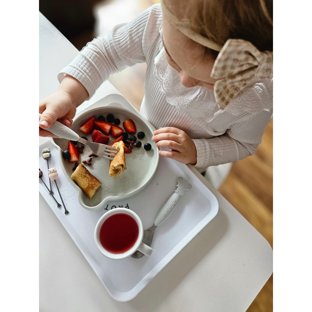 BoJungle Food Bear Grey piatto ventosa silicone orso