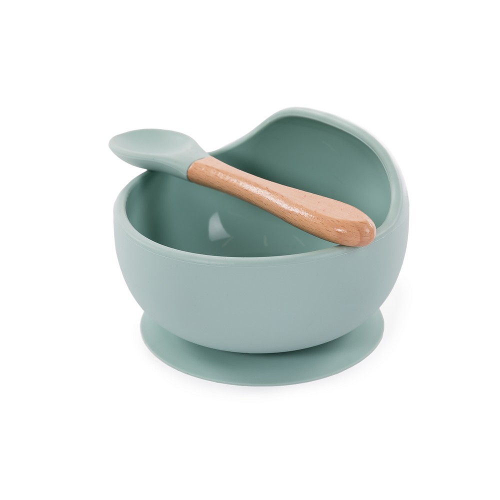 BoJungle Food & Drink ciotola ventosa silicone blu + cucchiaio