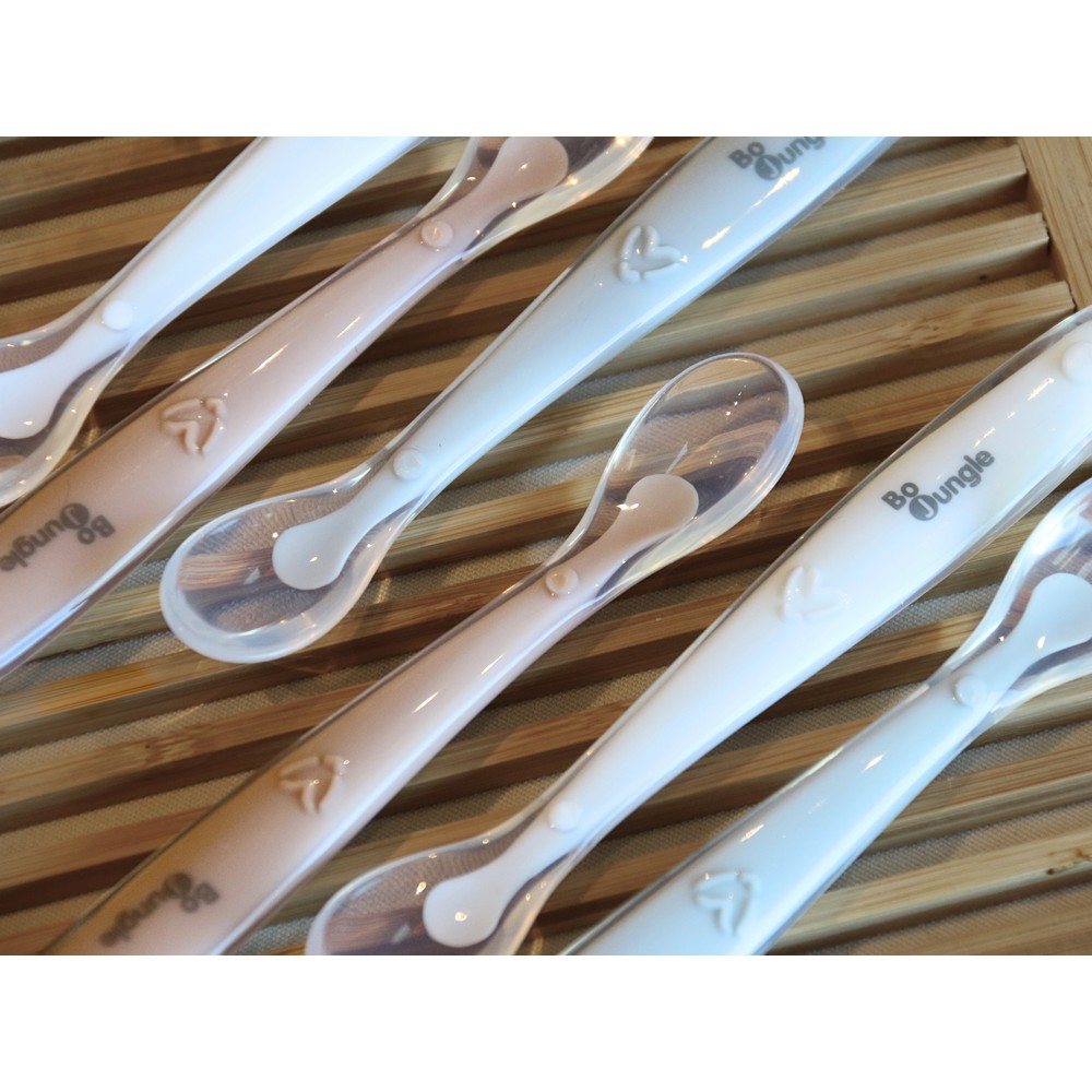 BoJungle Food Cucchiaini Silicone 3 Pz Bianco Grigio Terracotta