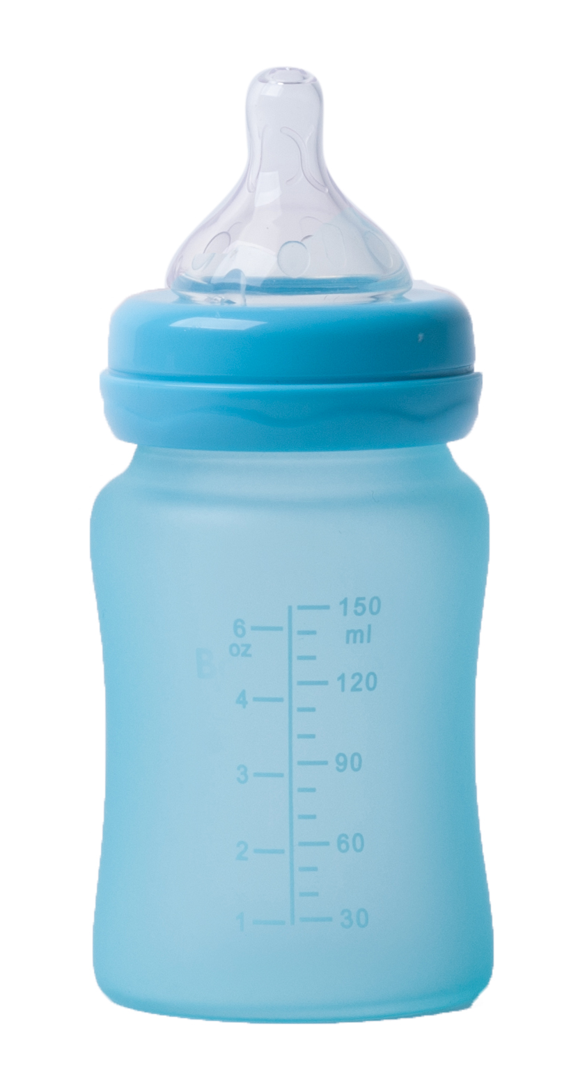 BoJungle B-Thermo biberon vetro 150 ml turchese silicone