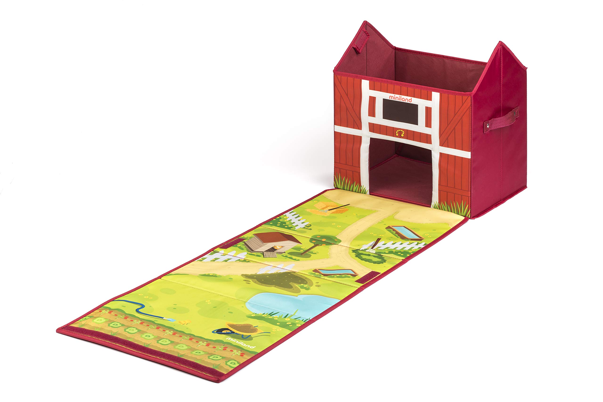 Miniland Figure di animali Farm Box baule fattoria tessuto