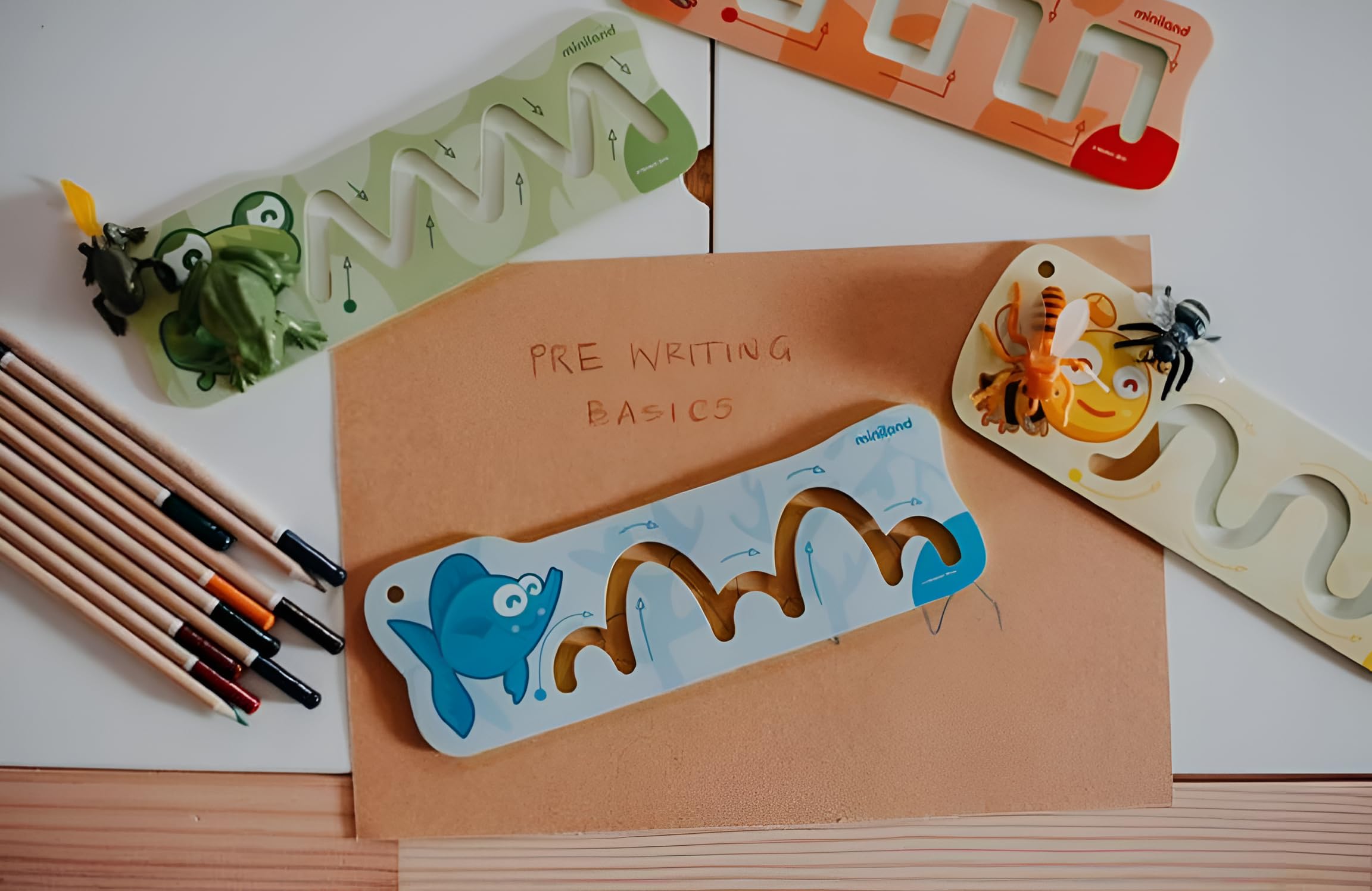 Miniland Basics Patterns stencil pre-scrittura 4 pezzi dai 2 anni