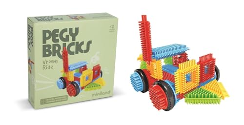 Miniland Pegy Bricks Vroom Ride costruzioni auto 22 pezzi