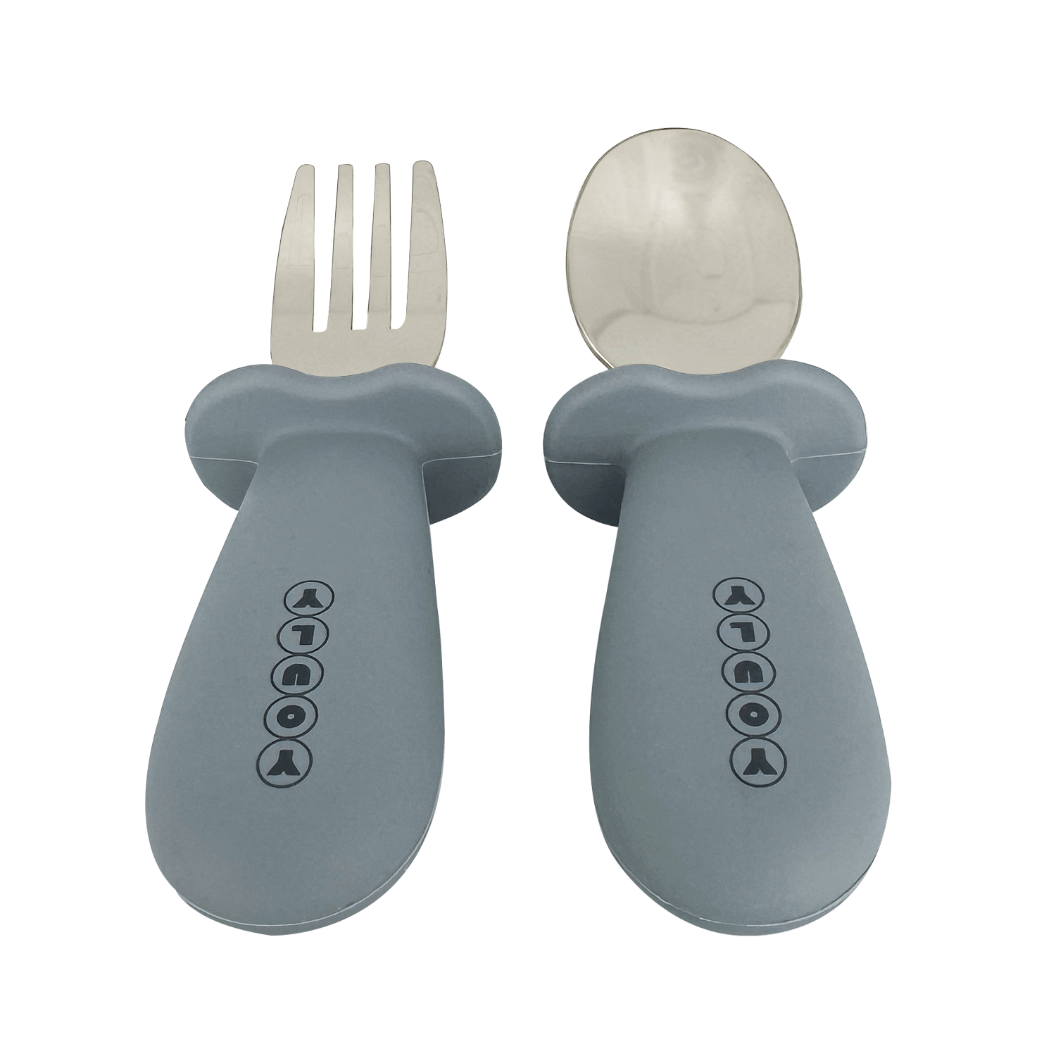 Youly Set Posate Bambino Grigio Cemento Forchetta Cucchiaio