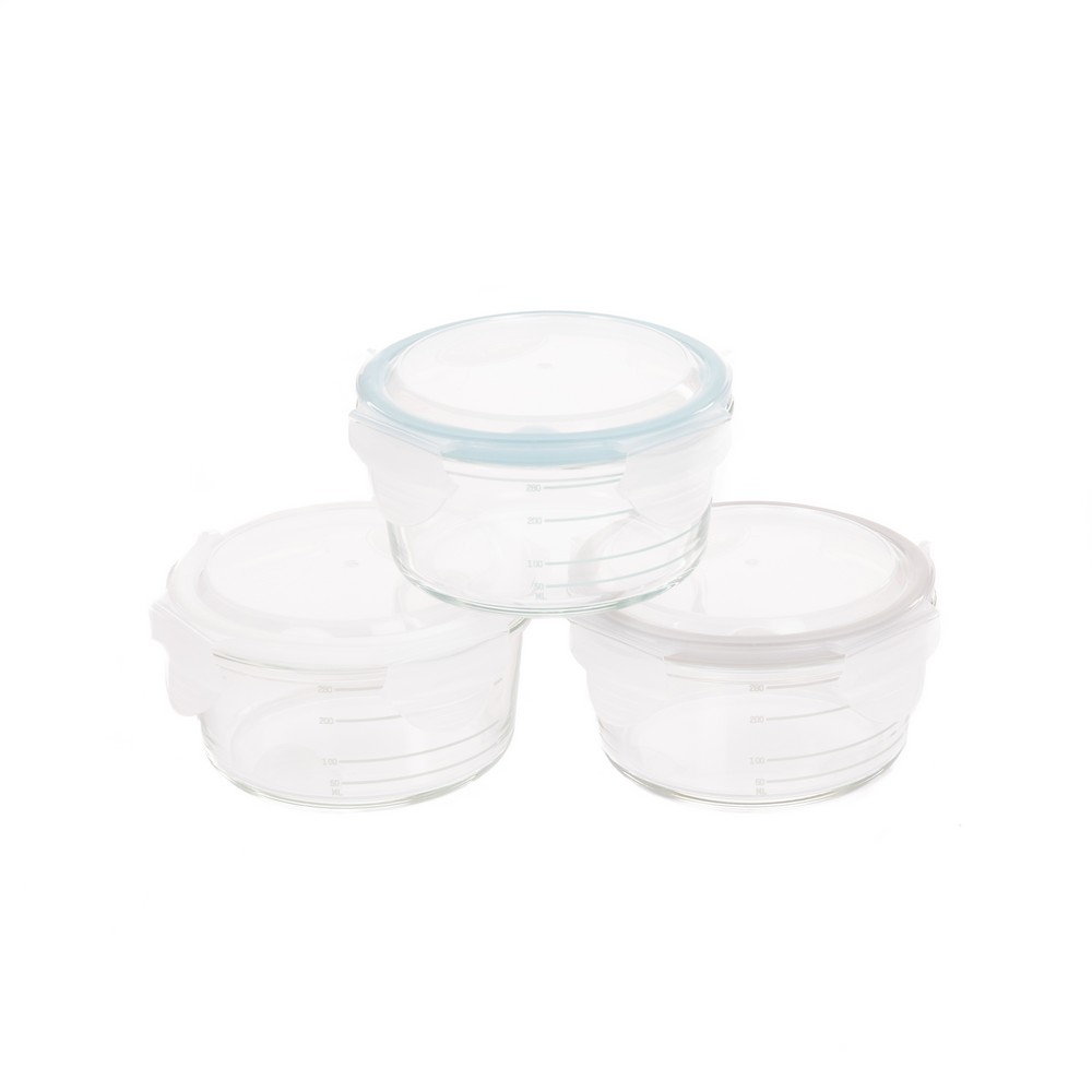 BoJungle B-Bowls ciotole vetro 3 pz 360 ml bianco-grigio-blu