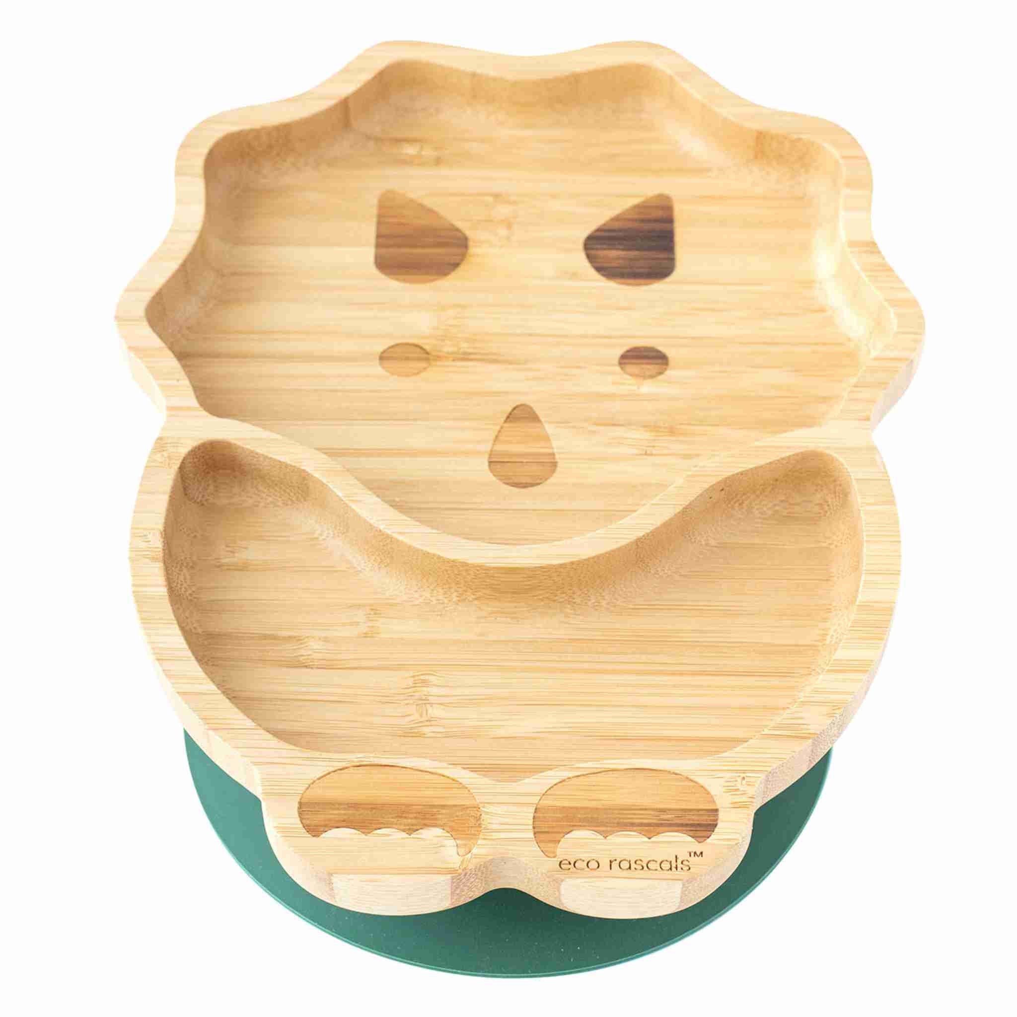 Eco Rascals Bamboo Plates Dinosaur piatto ventosa verde 2 scomparti