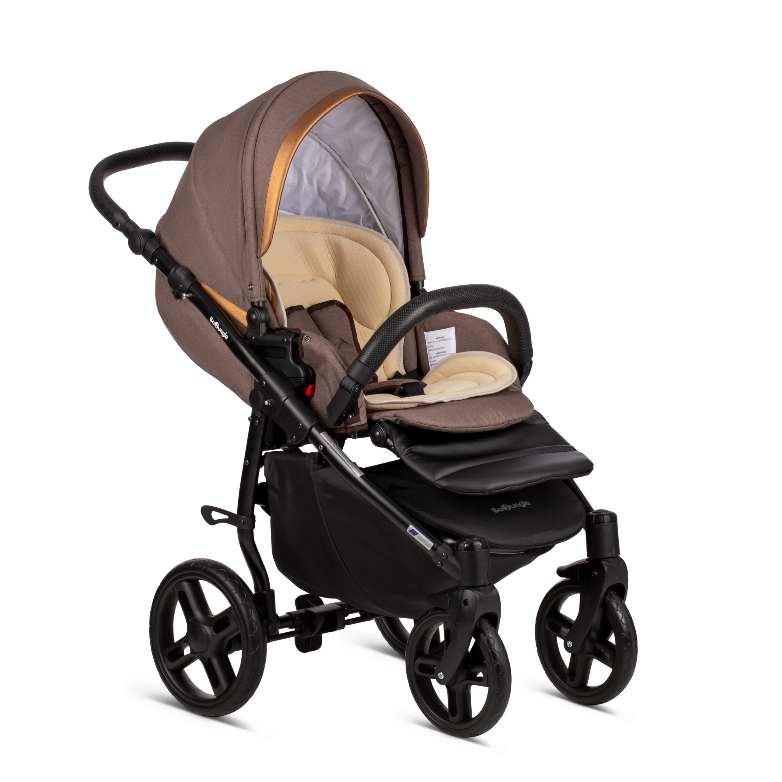 BoJungle B-Strolly trio passeggino + navicella marrone brown goldy