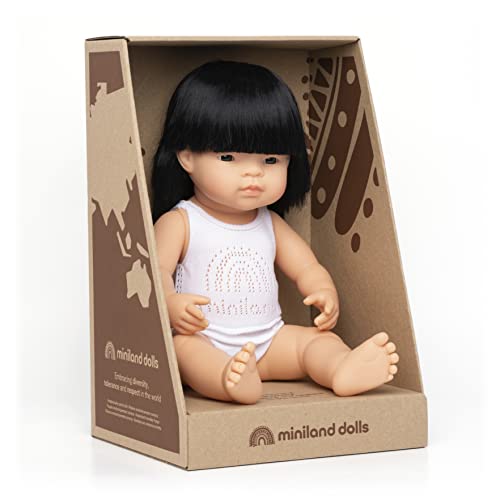 Miniland Baby Bambola Asian Girl 38 cm vinile anatomica