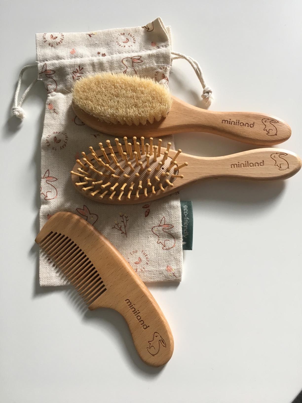Miniland Bagno Bunny Set Spazzola Capelli Legno