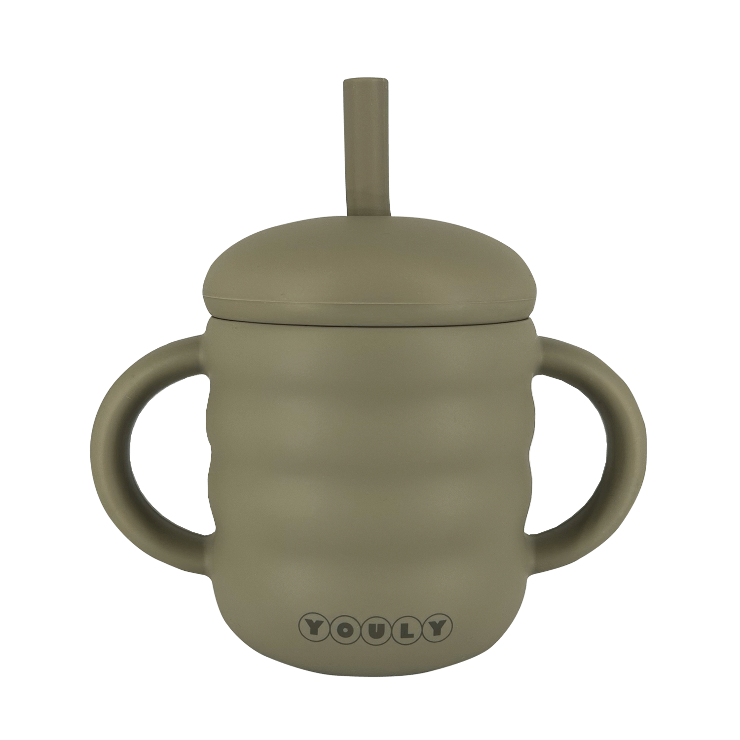 Youly Bubble tazza con cannuccia kaki in silicone alimentare