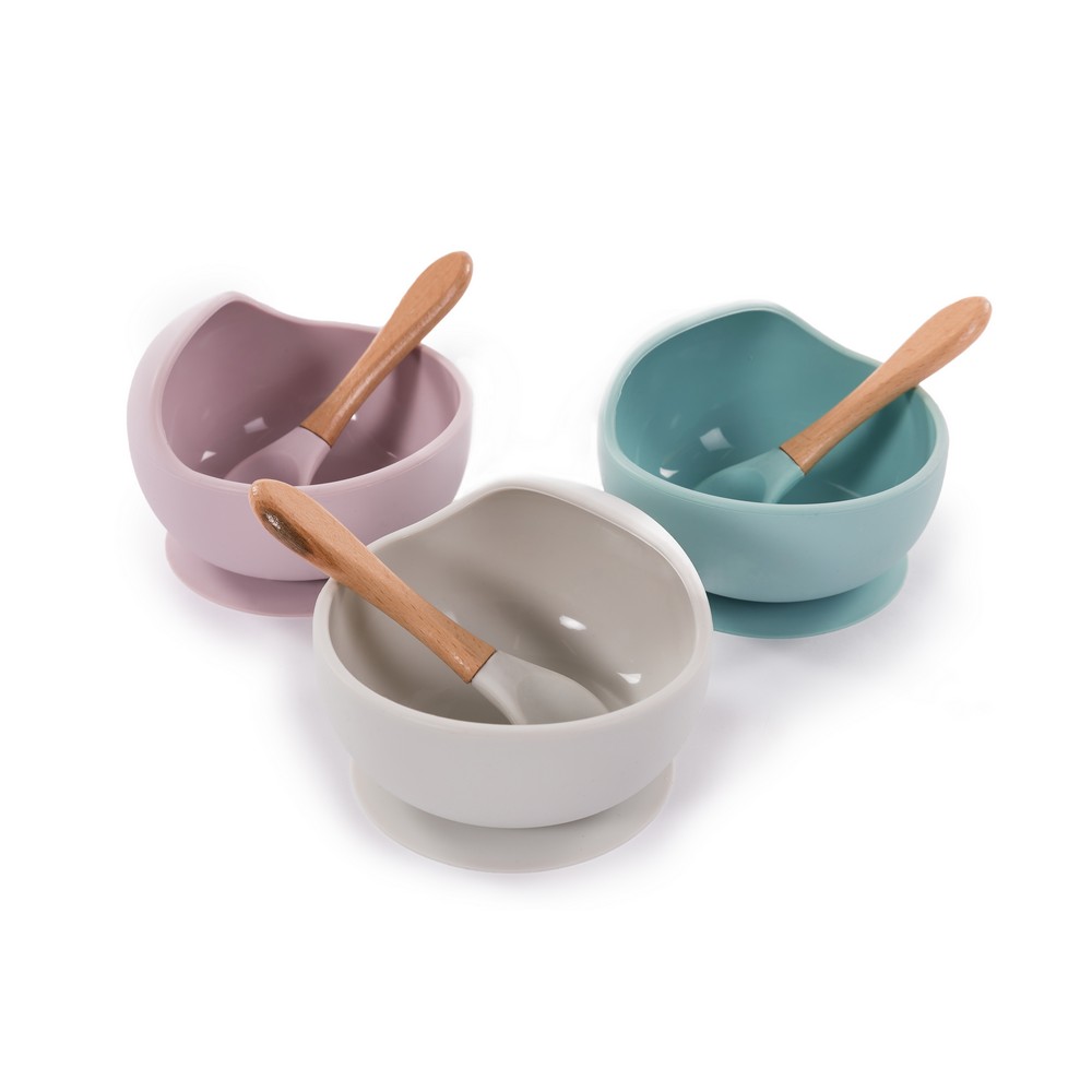 BoJungle B-Suction Bowl ciotola ventosa silicone grigia cucchiaio