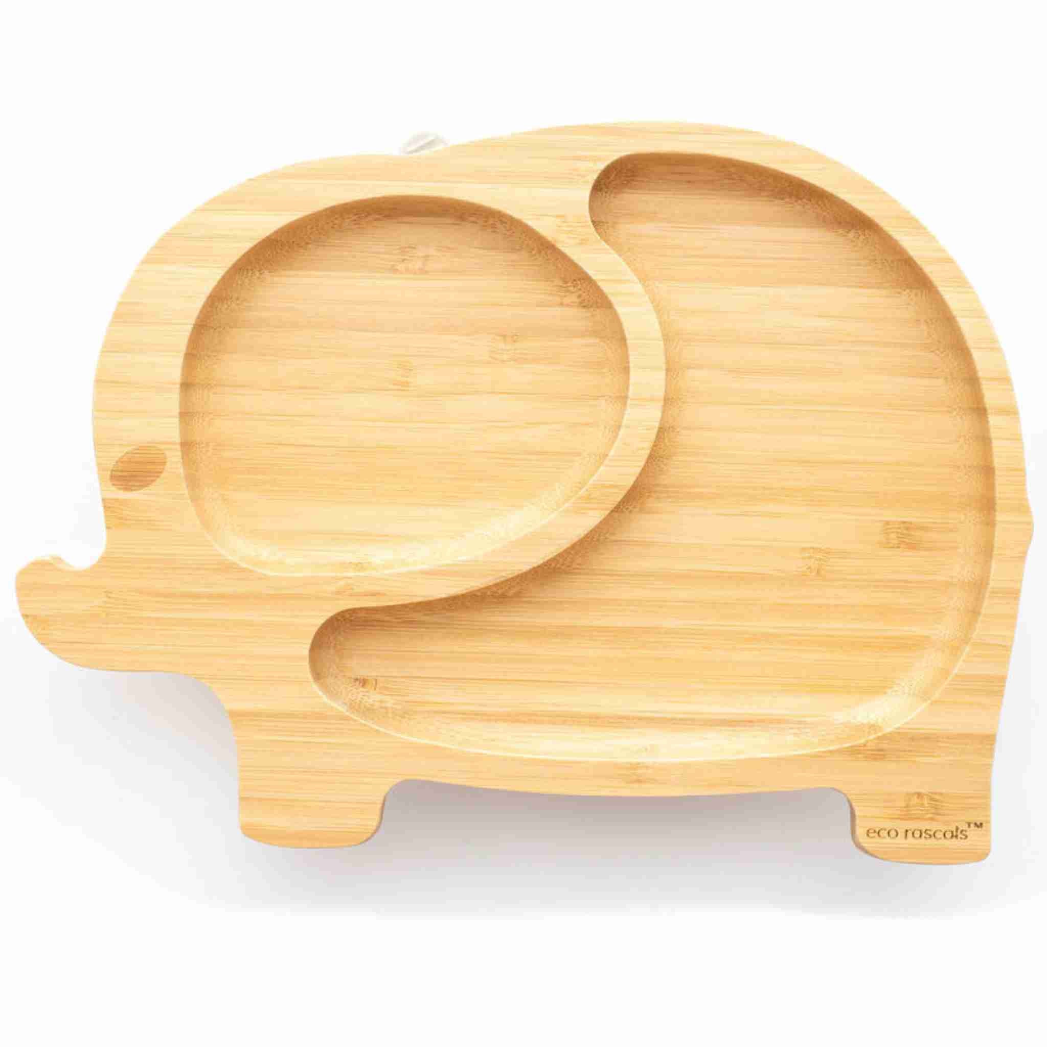 Eco Rascals Bamboo Plates Elephant piatto ventosa verde 2 scomparti