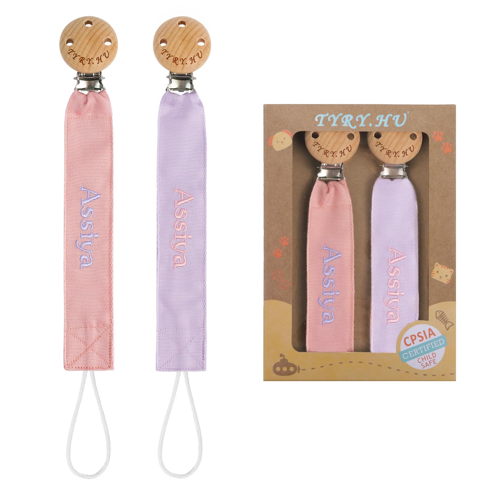 TYRY.HU Customize Name catenella portaciuccio rosa ciano 2 pezzi