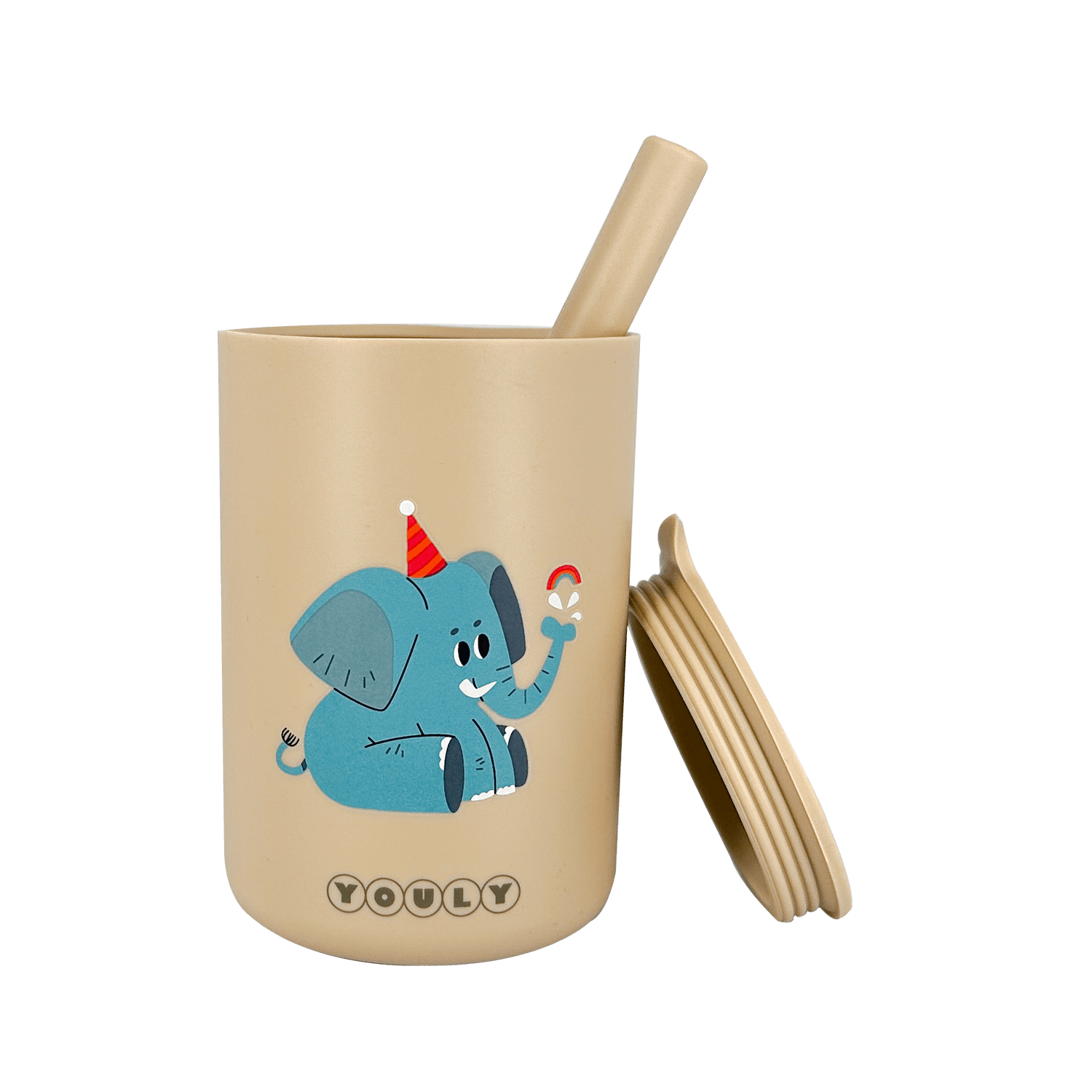 Youly Tazza cannuccia bimbi elefante crema silicone