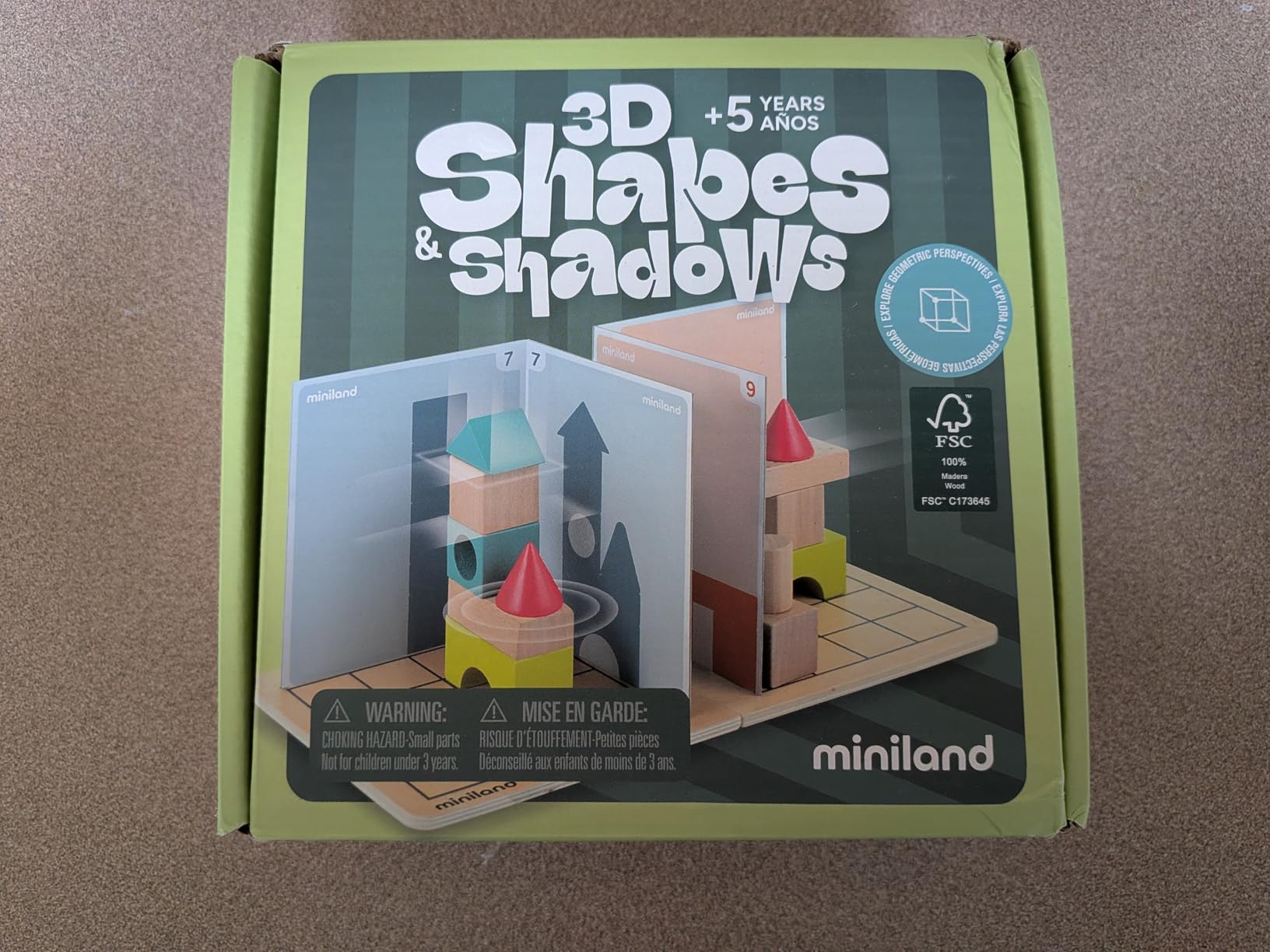 Miniland Shapes Shadows gioco logica legno 12 sfide 5 anni