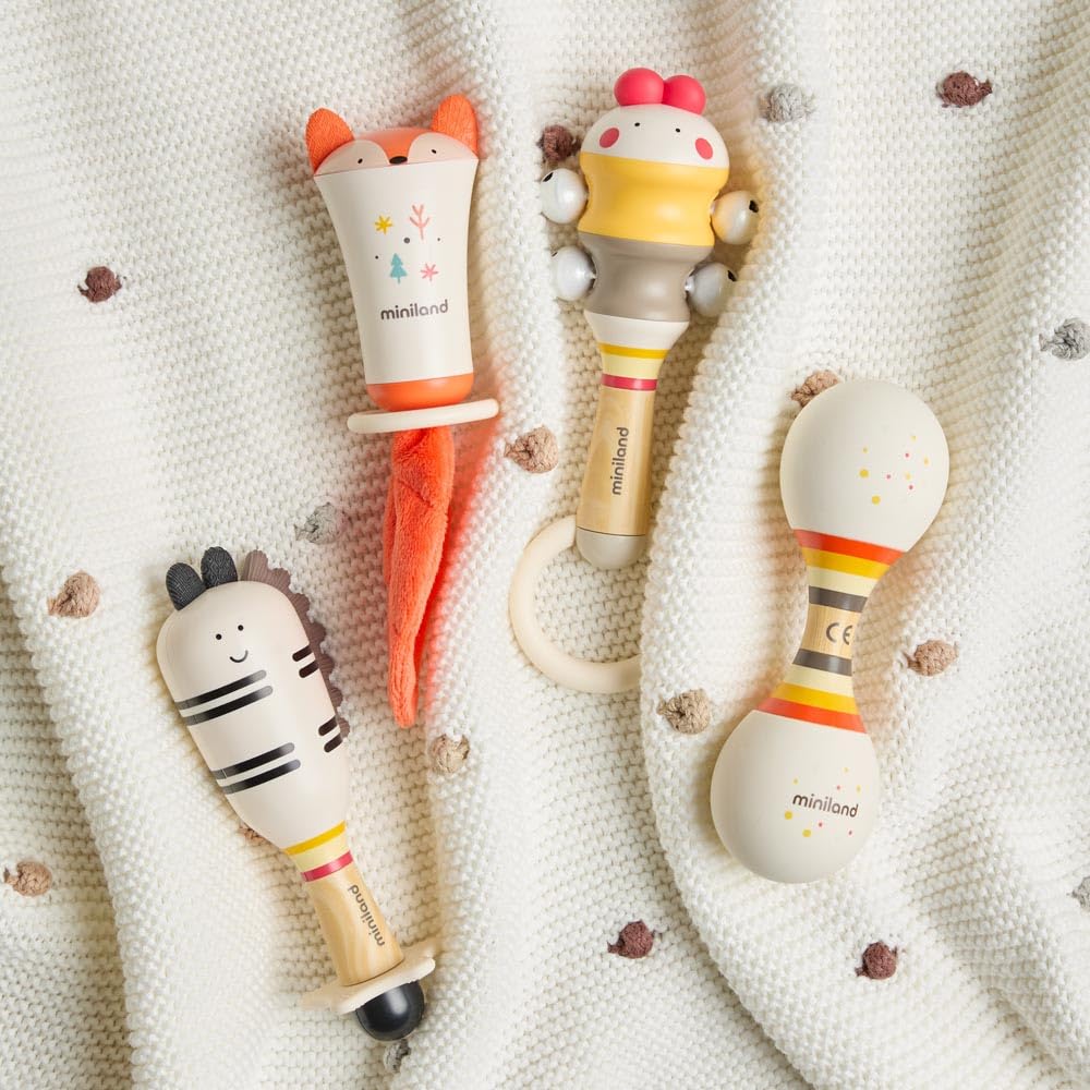 Miniland Baby Zebra Rattle sonaglio silicone alimentare