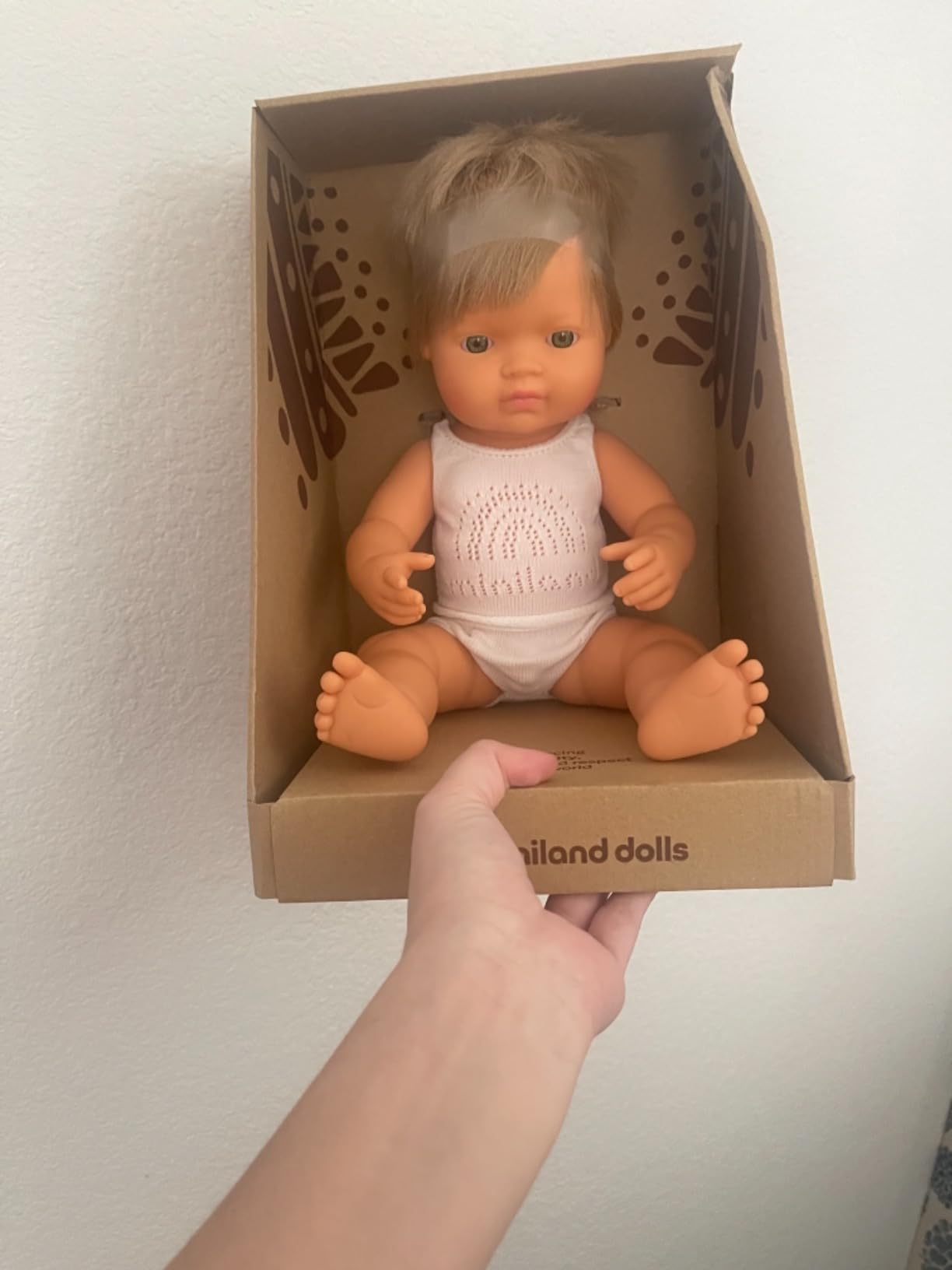 Miniland Bambola ragazzo europeo 38 cm capelli biondi