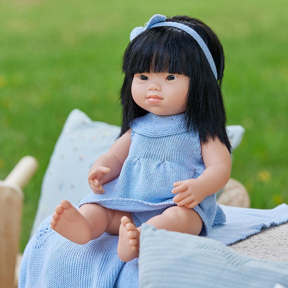 Miniland Bambole 38 cm bambola asiatica Down bambina anatomica