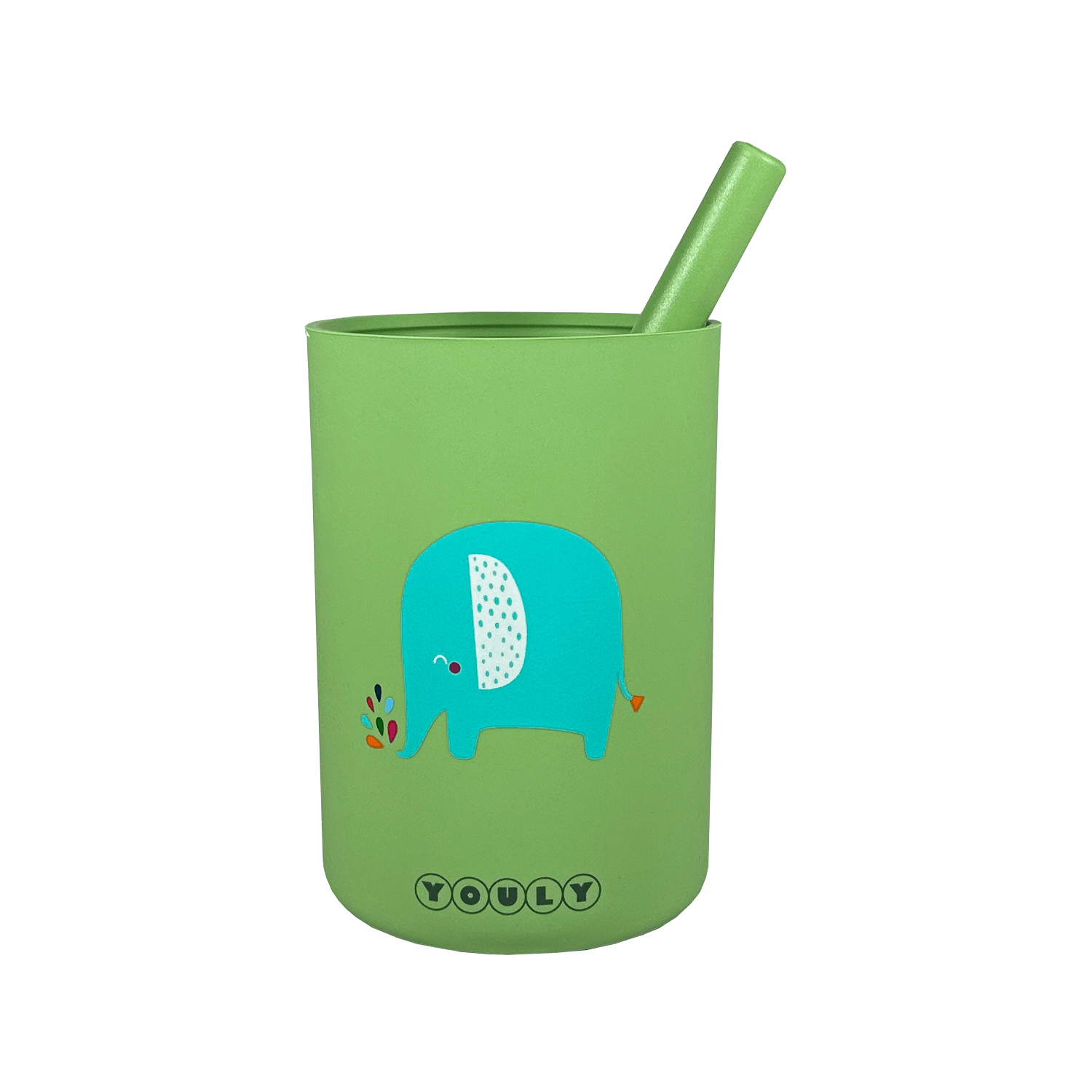 Youly Elefante tazza con cannuccia silicone con coperchio