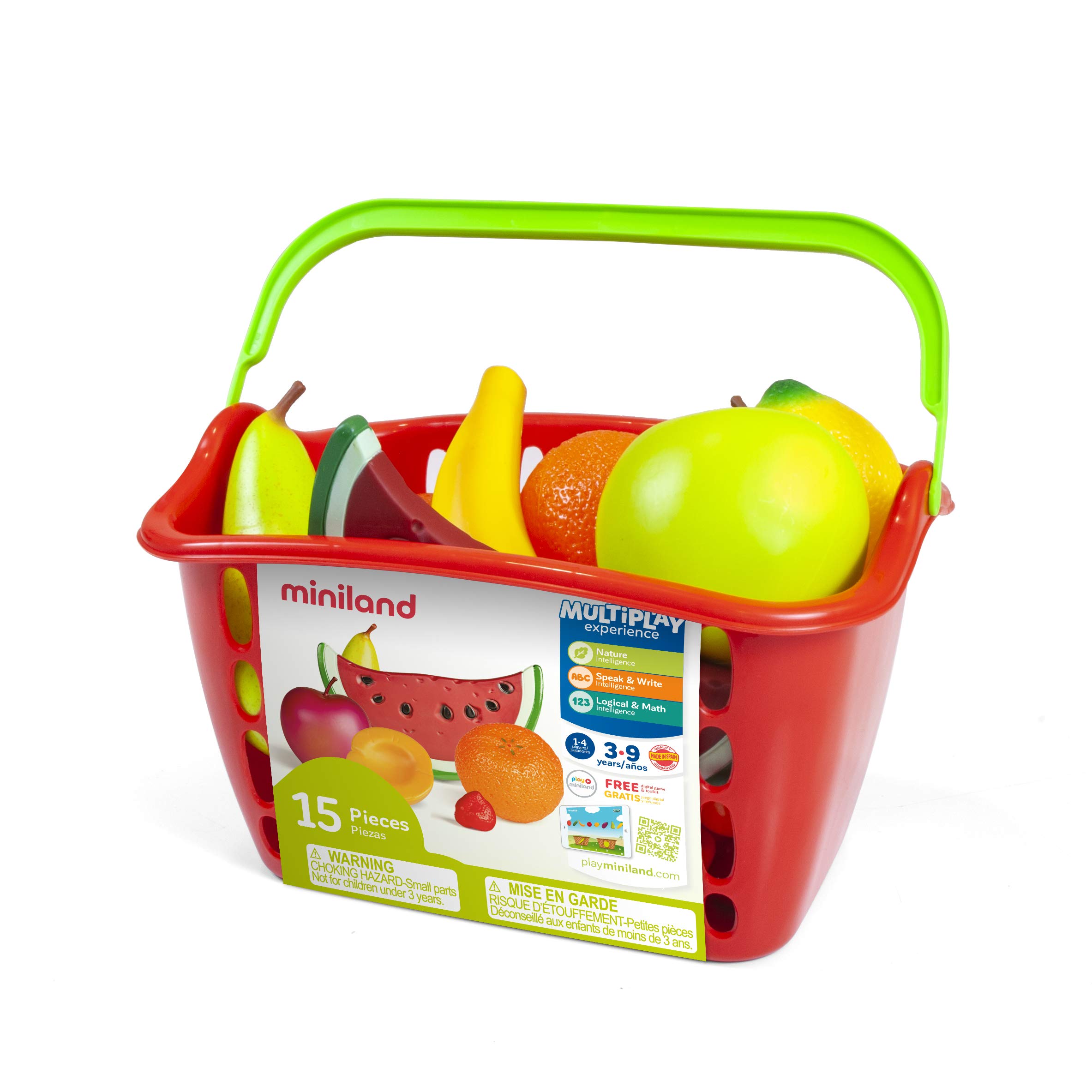 Miniland 30765 cesto frutta giocattolo 15 pezzi